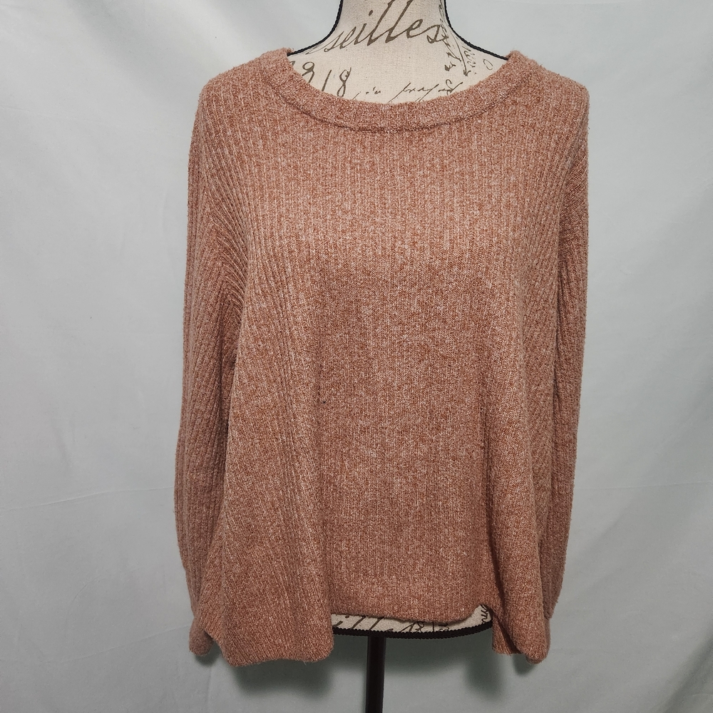 Market & Spruce Heathered Coral Knit Crop Sweater. Size XXL. Relaxed, Cozy Fit.